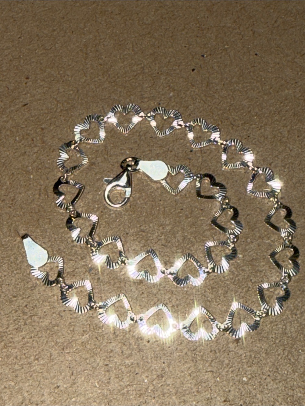 925 STERLING SILVER 9” Diamond cut HEART LINK Anklet or Bracelet STUNNING SHINE